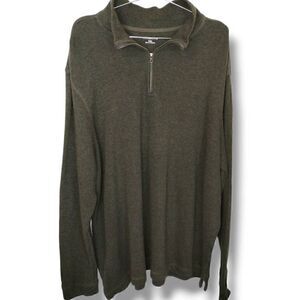 Croft & Barrow Mens Sweater Sz‎ XXL Olive Green Pullover Zip Collar Casual